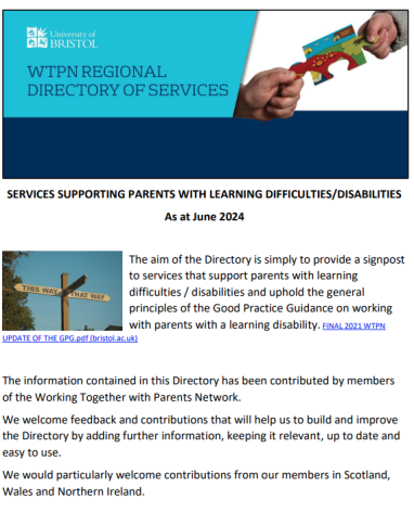 Front cover of Working Together with Parents Network Regional Directory of Services