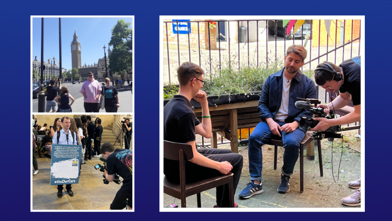 Pictures of young people in Parliament for It's Our Care 