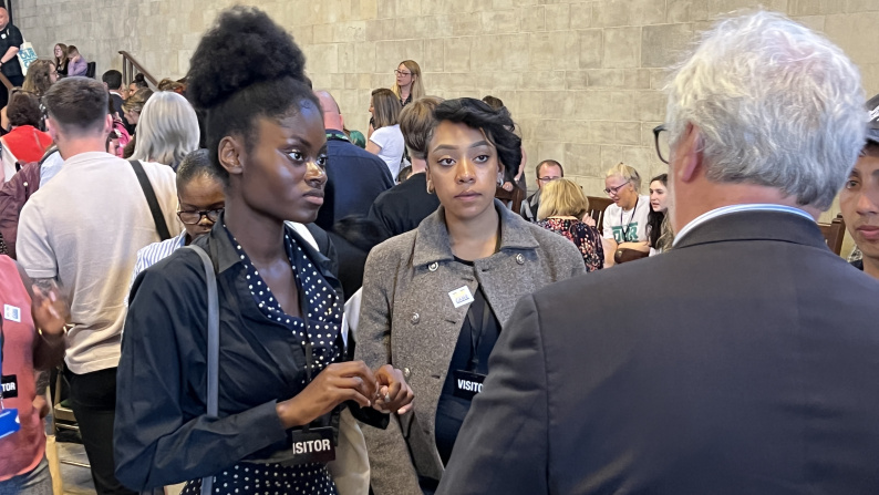 Care experienced young people discussing the Social Care Review with MP's in the House of Commons