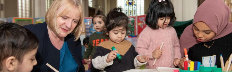 Deputy Mayor Joanne McCartney on a visit to a children's nursery 